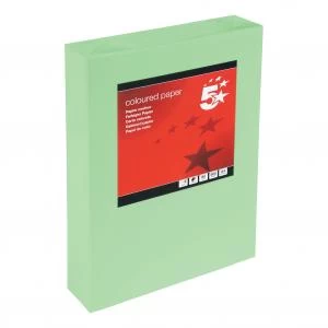 image of 5 Star A4 80gm2 Copier Paper Tinted Bright Green 500 Sheets