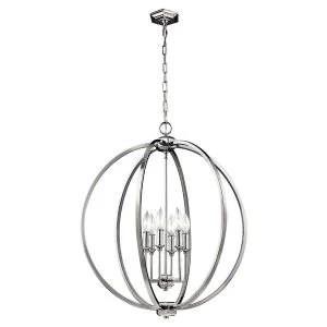 Image of 6 Light Spherical Ceiling Pendant Polished Nickel, E14