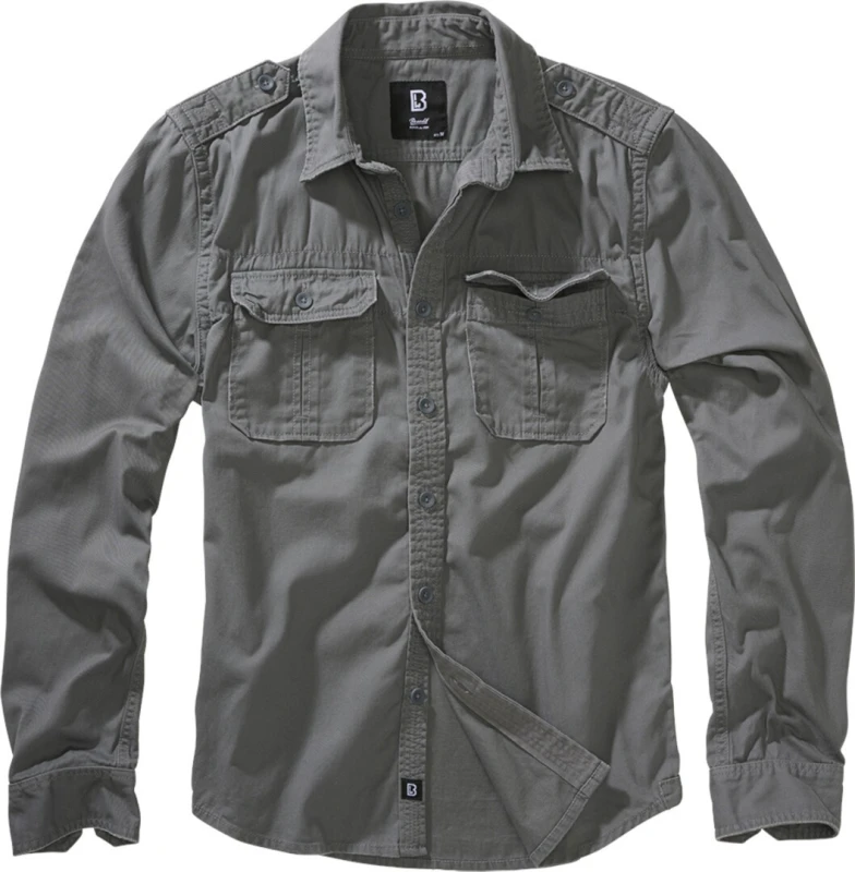 Image of Brandit Vintage Longsleeve Shirt, black-grey, Size 3XL for Men