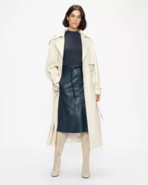 Image of Knit And Faux Leather Illusion Midi Dress