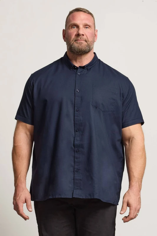 Image of BadRhino BadRhino Men Short Sleeve Oxford Cotton Shirt in Dark Blue Size: 2X-large Dark Blue XXL Male 5063111262519