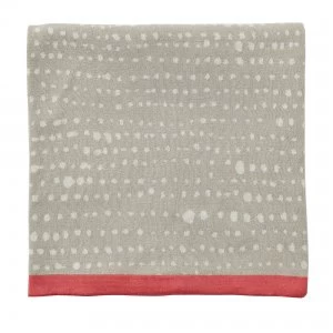 image of Ginkgo Patchwork Soft Pink and Linen Patterned Throw Natural (Grey)