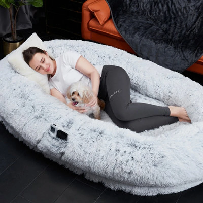 Image of Ezysleep Ezysleep Faux Fur Human Pet Bed in Grey Size: Large Grey Large Unisex 0753775273741