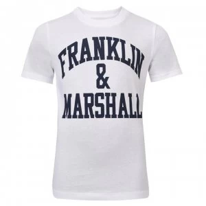 image of Franklin and Marshall Classic Fit Logo T Shirt - Bright White