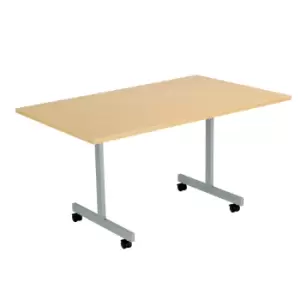 Image of One Eighty Tilting Table 1400 X 800 Silver Legs Nova Oak Rectangular Top