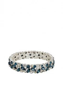 Image of Mood Silver Plated Blue Crystal Stretch Bracelet