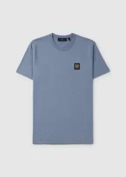 Image of Belstaff Mens Small Logo T-Shirt In Blue Flint