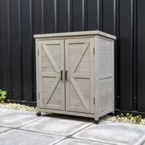 image of Jack Stonehouse - Small Wooden Garden Cabinet in Grey - Grey