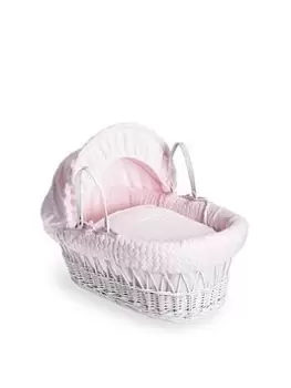 Image of Clair De Lune Marshmallow Pink - White Wicker Basket, Pink