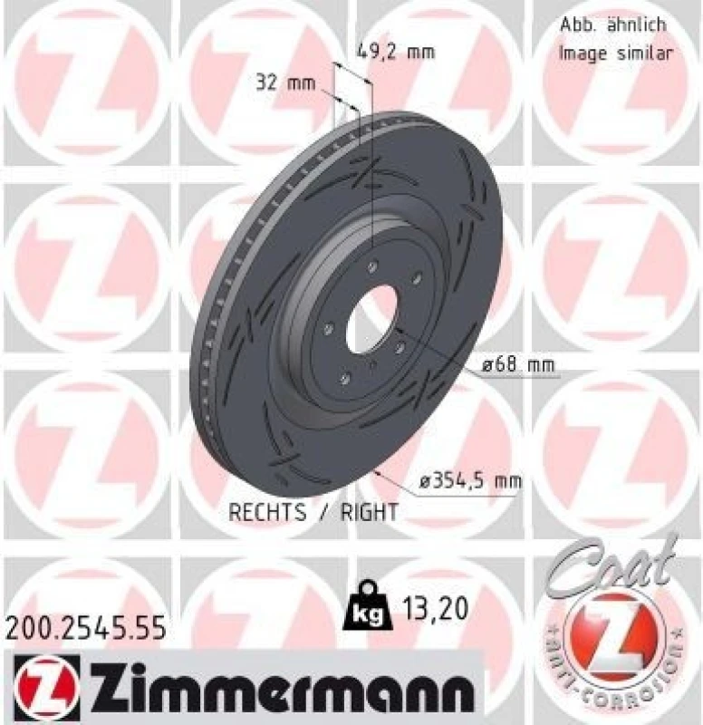 Image of ZIMMERMANN Brake disc ZIMMERMANN 200.2545.55