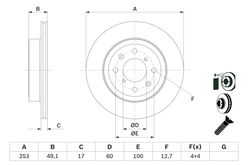 Image of Brake disc Bosch 0 986 479 E75