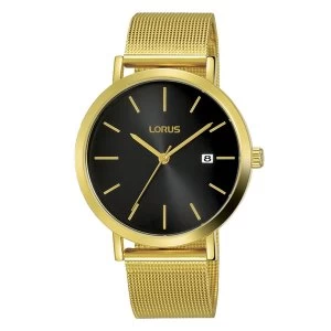 image of Lorus RH942JX9 Mens Mesh Bracelet Watch with Sunray Black Dial