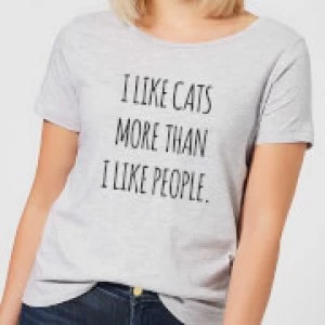 Image of I Like Cats More Than People Womens T-Shirt - Grey - 3XL