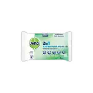 image of Dettol 2in1 Antibacterial Hand and Surface Wipes 15 Wipes (Pack of 9) 3075819