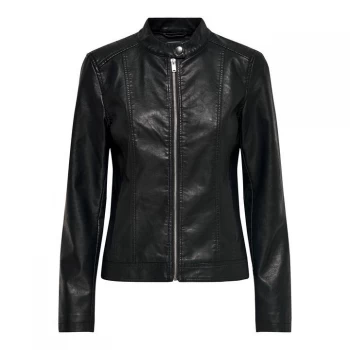 image of JDY biker faux leather jacket - Black