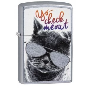 image of Zippo Cat with Glasses Black Matte Finish Windproof Lighter