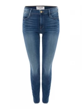 image of Frame Le High Skinny Jeans in Blainey Denim Mid Wash