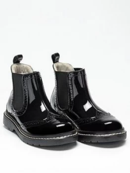 Image of Lelli Kelly Girls Noelle Chelsea Boots, Black Patent, Size 4 Older