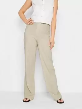 Long Tall Sally Stone Pinstitch Linen Trouser 36", Natural, Size 16, Women