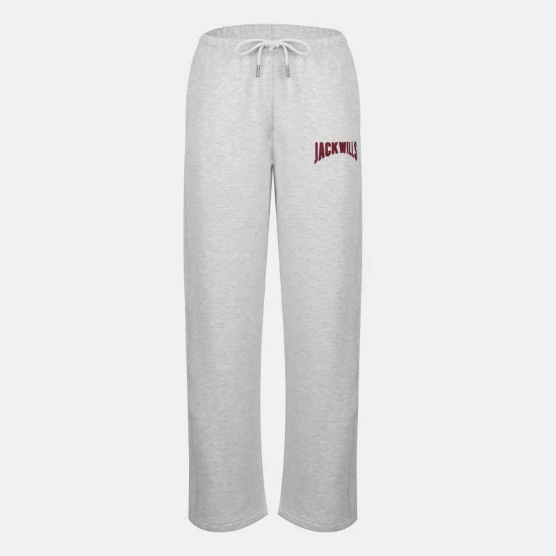 Image of Jack Wills Womens JW Varsity Open Hem Fleece Joggers Ice Grey Marl female 10 (S)
