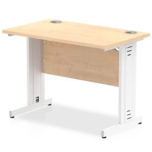 Image of Trexus Desk Rectangle Cable Managed White Leg 1000x600mm Maple Ref