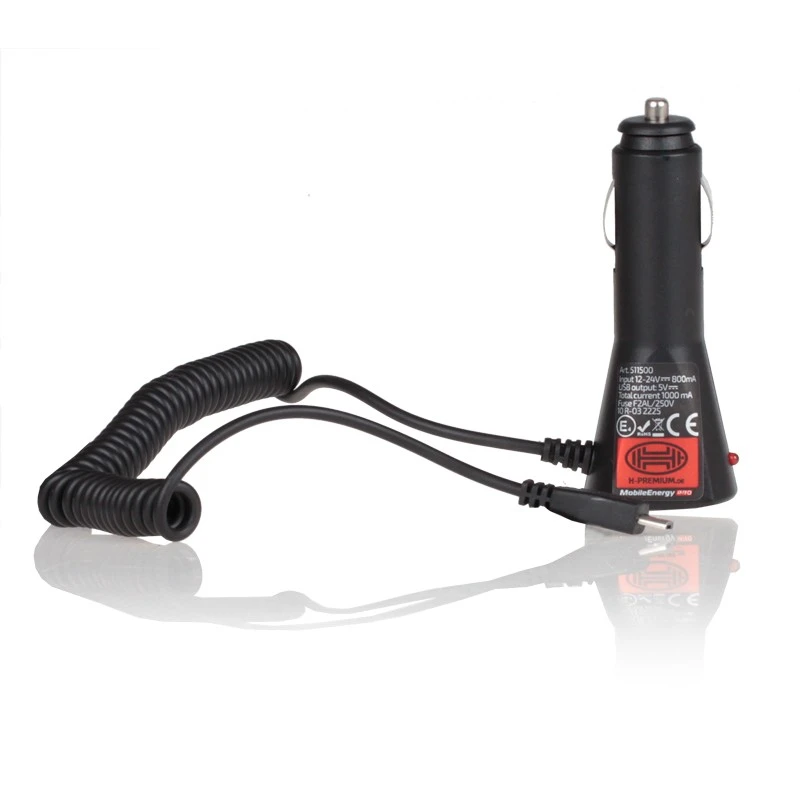 Image of HEYNER 511500 Car mobile phone charger black, micro USB, 24V, 1.2m, Number of inlets/outlets: 1 USB; 1 ABS (Acrylonitrile-Butadiene-Styrene Copolymeri