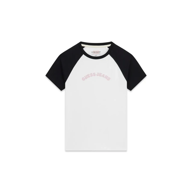 Image of Guess Womens T-Shirt Guess Slim Raglan Piping Blanc Female XS