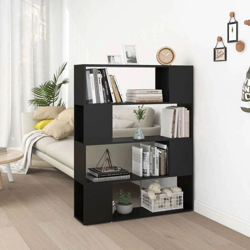 Image of VIDAXL Book Cabinet Room Divider Black 100x24x124cm Vidaxl 8720286651452