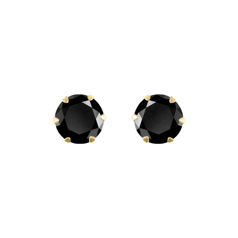Image of Jewelco London 9ct Gold Black CZ Solitaire Claw Set Stud Earrings, 6mm - JES321 Gold female