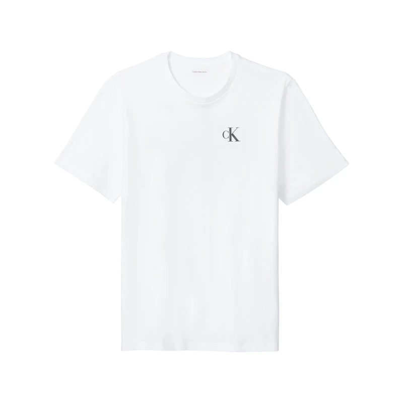 Image of Calvin Klein Jeans Mens Mono Back Print T-Shirt Bright White male 2XL
