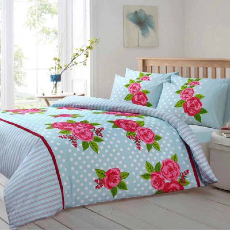 Image of Velosso Duck Egg Leah Duvet Cover And Pillowcase Set Single