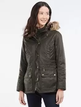 Image of Barbour Kelsall Wax Parka -olive, Green, Size 10, Women