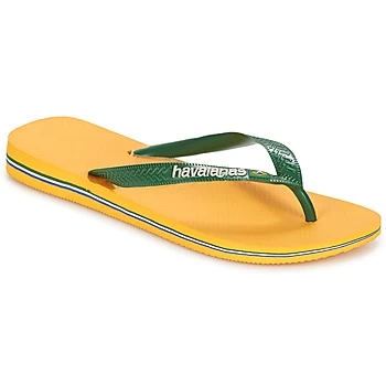 Image of Havaianas BRAZIL LOGO mens Flip flops / Sandals (Shoes) in Yellow - Sizes 5,3 / 4,6 / 7