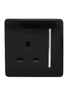 Image of Trendiswitch 1 Gang 13Amp Switched Socket Matt Blk