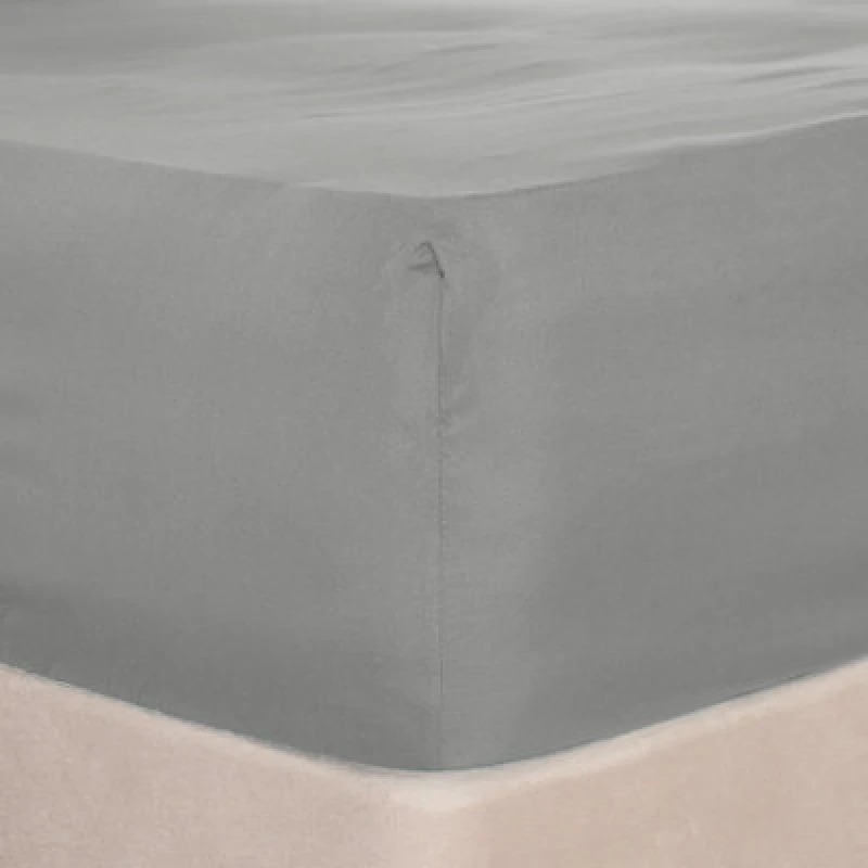 Image of OHS OHS Plain Bed Sheet Microfibre Deep Fitted Soft in Grey Size: Double Grey Double Unisex 5027434182732