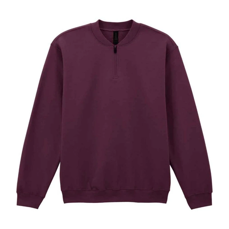 Image of Gildan Mens Softstyle Midweight Quarter Zip Sweatshirt in Maroon Size: Small Maroon Male S