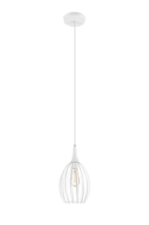 image of Vincent Wire Frame Pendant Ceiling Light White, 1x E27