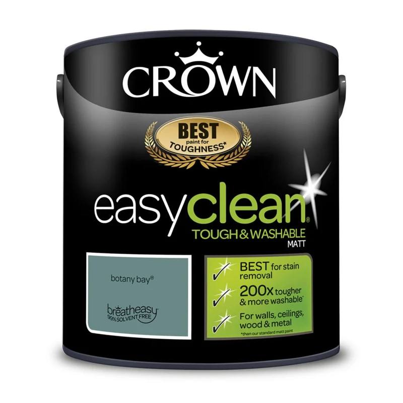 Image of Crown Easyclean Matt Emulsion Paint, 2.5L, Botany Bay