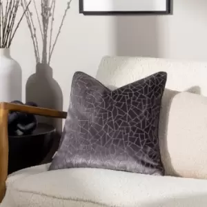 Image of Malans Cut Velvet Piped Cushion Stargazer Grey, Stargazer Grey / 45 x 45cm / Polyester Filled