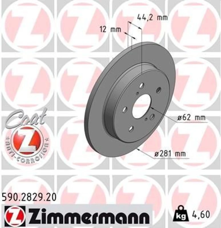 Image of ZIMMERMANN Brake disc ZIMMERMANN 590.2829.20