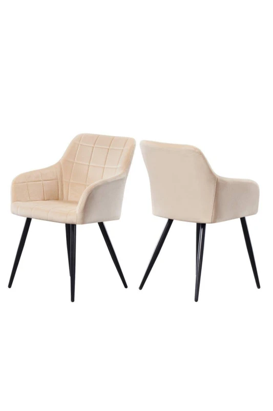 Image of Life Interiors Set of 2 Camden Velvet Dining Chairs' Upholstered Dining Room Chairs Cream