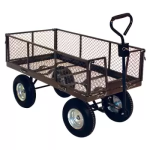 Image of 400kg Industrial Platform Truck with Puncture Proof Tyres and Mesh Platform - Platform Size: 1520 x 745mm