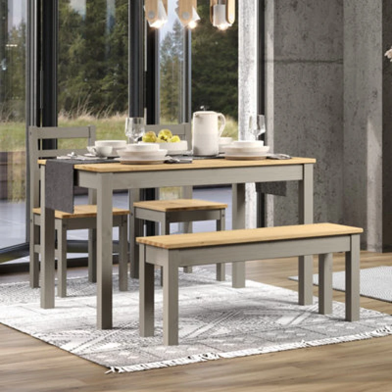 Image of Core Products Grey Corona Linea Table And Bench & 2 Chair Set, Grey CRGTB5SET2