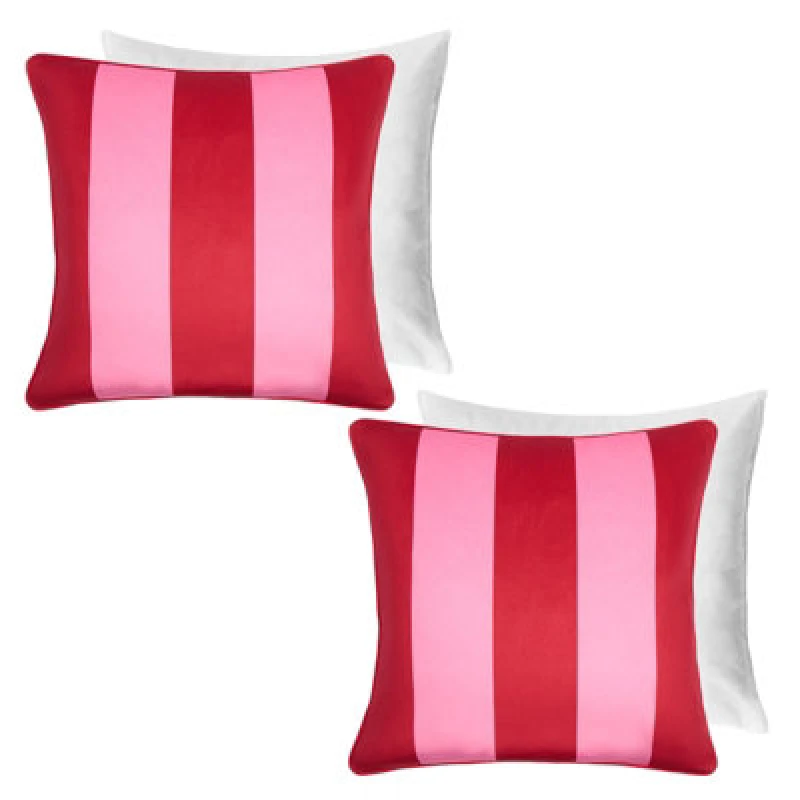 Image of OHS OHS 2 Pack Stripe Filled Cushion Covers Home Decor Set in Pink Size: 45cm x 45cm Pink 45cm x 45cm Unisex 5027434218264