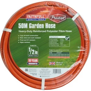 image of Faithfull Prestige Heavy Duty Garden Hose Pipe 1/2" / 12.5mm 50m Grey & Orange