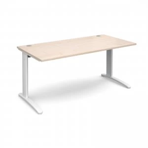 image of TR10 Straight Desk 1600mm x 800mm - White Frame maple Top