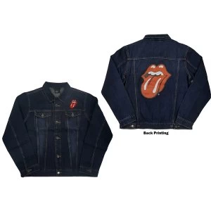 Image of The Rolling Stones - Classic Tongue Unisex Large Denim Jacket - Blue