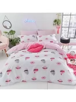 Image of Sassy B Service Reversible Duvet Cover Set In Pink And White