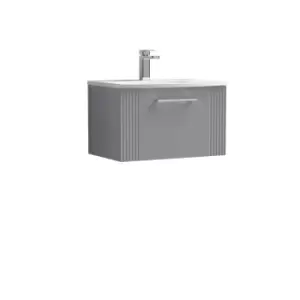 image of Nuie Deco 600mm Wall Hung Single Drawer Vanity & Basin 4 - Satin Grey