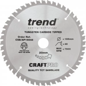 Image of Trend CRAFTPRO Aluminium and Plastic Cutting Saw Blade 165mm 48T 20mm